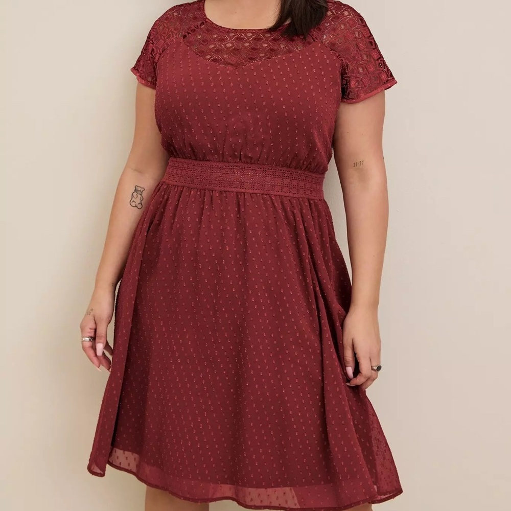 Torrid Burgundy Lace Midi Dress